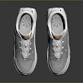 Gray and White Casual Sneakers with Orange Tongue Accents White Sole and Comfortable Lace Design