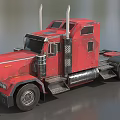Red Semi Truck Featuring Dual Exhaust Pipes Shiny Cab And Black Tires
