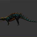 3D Rendered Stegosaurus Dinosaur Model With Teal Green Skin And Orange Back Spikes