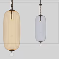 Modern Ribbed Glass Pendant Lights With Clear And Blue Shades Hanging From Chains