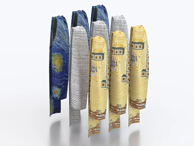 Fashionable Dresses With Van Gogh Starry Night And House Patterns Design 3d model