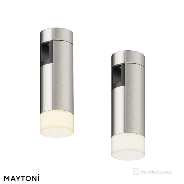 Modern Indoor Cylindrical Silver Metal Ceiling Lights With White Shade 3d model 