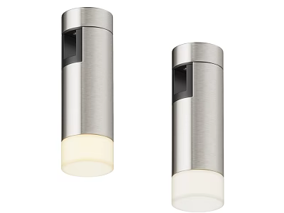 Modern Indoor Cylindrical Silver Metal Ceiling Lights With White Shade 3d model