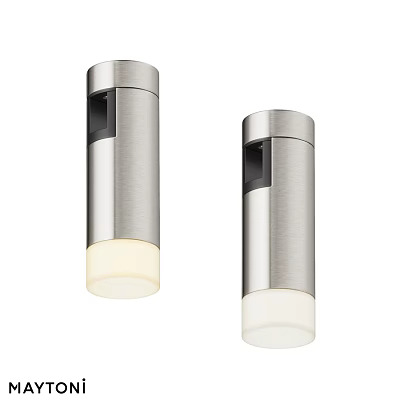 Modern Indoor Cylindrical Silver Metal Ceiling Lights With White Shade 3d model