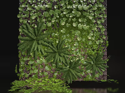 Lush Green Living Plant Wall With Various Foliage And Natural Light 3d model