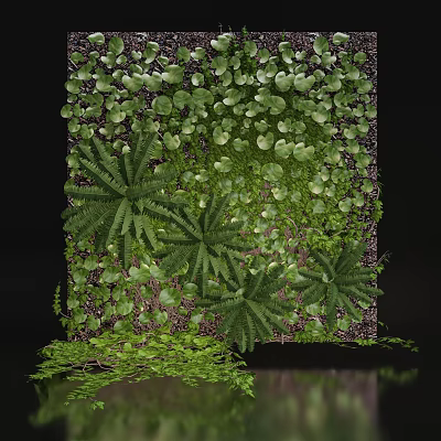 Lush Green Living Plant Wall With Various Foliage And Natural Light 3d model