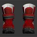 Fashionable Black And Red Boots With Buckle Straps And Lace Up Details