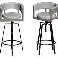 Modern Bar Stools With White Upholstered Seats And Chrome Metal Support Legs