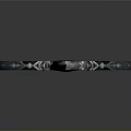 Fantasy Metallic Sword Weapon With Sharp Blade Red Blue Accents And Intricate Hilt Design