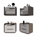 Modern Bedside Tables Design With Drawers Decorative Figurines And White Brown Finishes