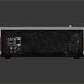 Portable Electronic Appliance With Black Silver Casing Display Screen Control Buttons And Wooden Sides
