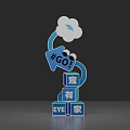 Visual Navigation Guide With Blue Cubes Cloud Shape GO Tag And EYE Home Elements