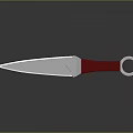 Tactical Knife With Red Handle Black Ring And Silver Blade Reflection 3d model