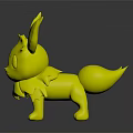 3D Orange Creature Character Standing With Large Ears Fluffy Collar And White Tipped Tail