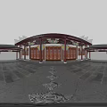 Ancient Architecture Featuring Traditional Wooden Structure Colorful Painted Beams And Ornate Columns
