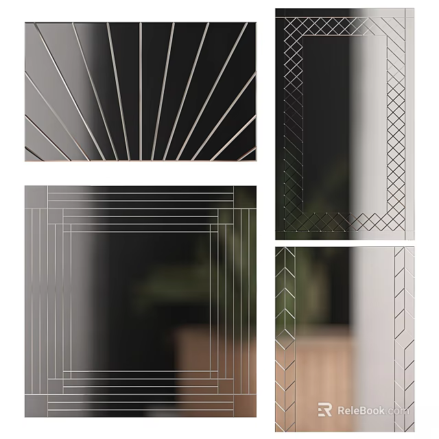 Modern Decorative Mirror Designs With Geometric Lines And Frame Patterns For Home Decor 3d model 