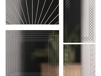 Modern Decorative Mirror Designs With Geometric Lines And Frame Patterns For Home Decor 3d model