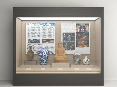 New Chinese Cultural Relics Display Cabinet Display Cabinet Display Tools 3d model