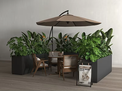 Outside Pendulum Commercial Outside Pendulum Cafe Outside Pendulum Area Outdoor Table and Chair Outdoor Dining Table Plant Flower Box 3d model