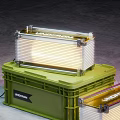 Modern Two Table Lamps With Green Crate Base Metal Frame And Orange Light