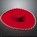 Stylish Red Mexican Sombrero With White Decorative Trim And Classic Design