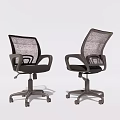 Two Modern Mesh Office Chairs with Adjustable Armrests and Swivel Base