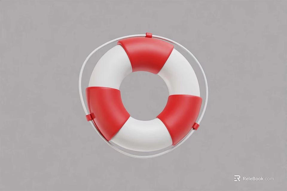 Amusement Park Playground Equipment Red And White Circular Safety Flotation Ring 3d model 