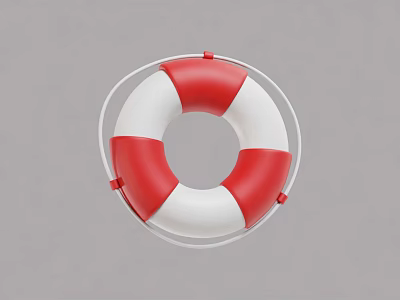 Amusement Park Playground Equipment Red And White Circular Safety Flotation Ring 3d model