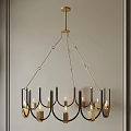 Classic Black and Gold Candle Style Chandelier with Geometric Metal Frame Design