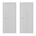 White Swing Doors with Arched Line Patterns and Golden Handles