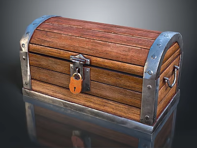 Vintage Wooden Storage Chest With Metal Trim And Lockable Design For Home Use 3d model