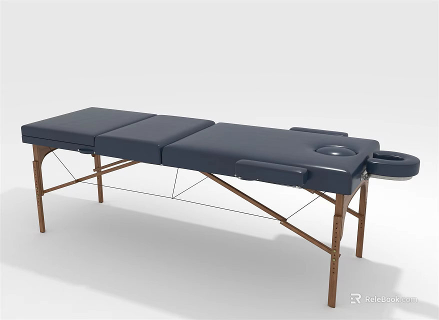 Portable Folding Massage Table With Blue Padded Surface And Aluminum Frame 3d model 