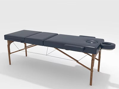 Portable Folding Massage Table With Blue Padded Surface And Aluminum Frame 3d model