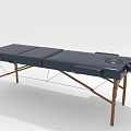 Portable Folding Massage Table With Blue Padded Surface And Aluminum Frame 3d model