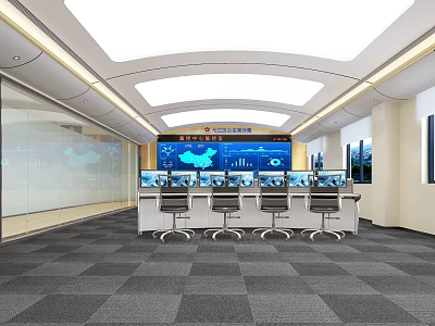 Modern Monitoring Room Public Security Bureau Centralization Control Center 3d model