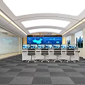 Modern Monitoring Room Public Security Bureau Centralization Control Center 3d model