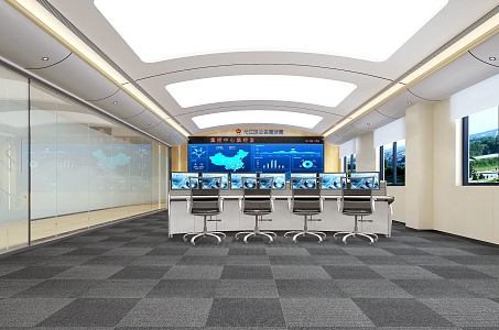 Modern Monitoring Room Public Security Bureau Centralization Control Center 3d model