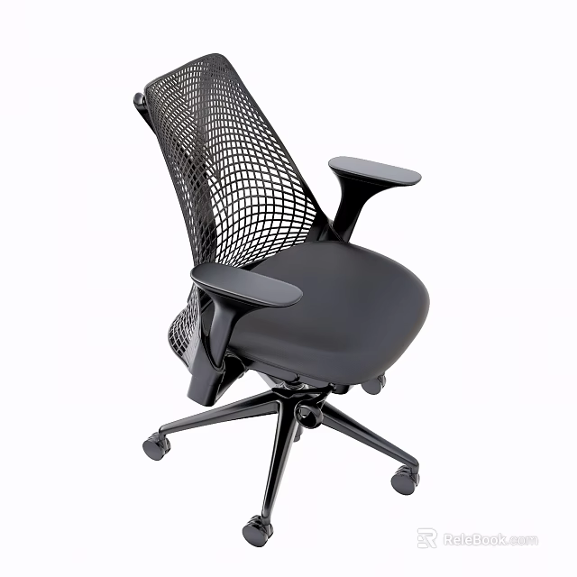 Ergonomic Office Chair with Mesh Back Black Seat Armrests and Casters 3d model 