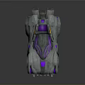 Futuristic Silver Racing Vehicle With Purple Accents And Streamlined Aerodynamic Body Design