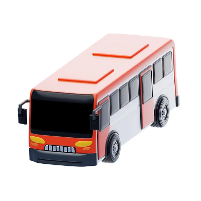 Red And White Toy Bus With Black Windows Yellow Headlights And Roof Structures 3d model Red And White Toy Bus With Black Windows Yellow Headlights And Roof Structures 3d model