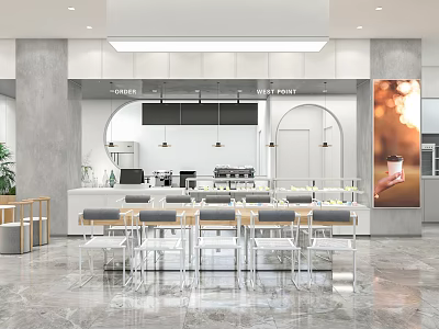 Dessert Shop White Leisure Area Leisure Storefront Dessert Beverage Shop Light Color Storefront White Storefront 3d model