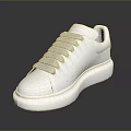 Modern White Sleek Sneakers with Gray Laces and Thick Platform Sole Design