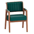 Green Upholstered Stool With Solid Wooden Frame And Modern Comfortable Seat Backrest 3d model