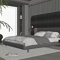 Modern Bedroom Interior Design With Bed Headboard Wall Lights Area Rug And Potted Plant