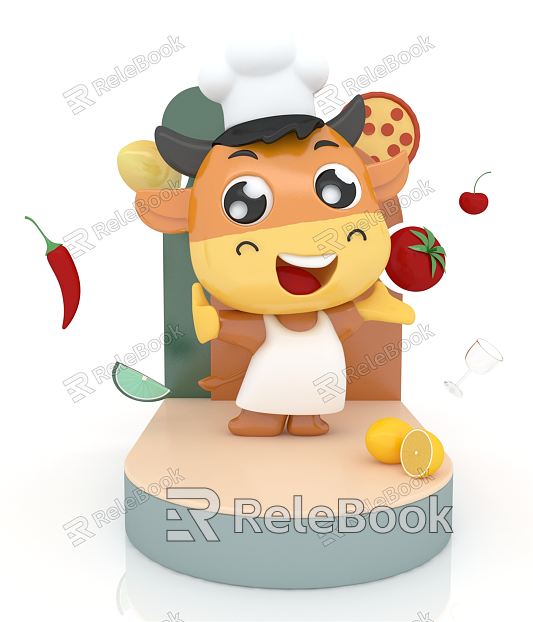 Modern Meichen Cute Chef Cow model