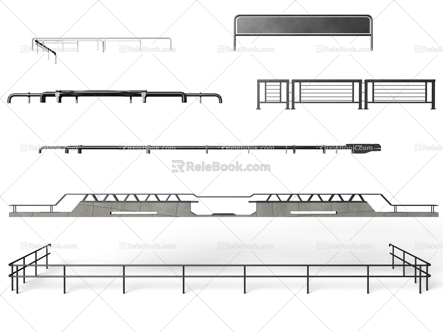 Guardrail wrought iron railing balcony guardrail fence stainless steel guardrail 3d model