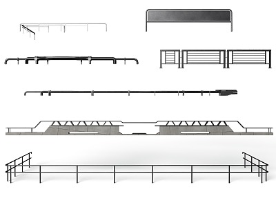 Guardrail wrought iron railing balcony guardrail fence stainless steel guardrail 3d model