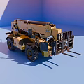 Yellow Construction Telehandler With Telescopic Boom Large Tires And Fork Attachment 3d model