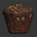 Freshly Baked Chocolate Muffins Topped with Chocolate Chunks on Dark Surface 3d model