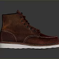 Brown Red Leather Ankle Boots With Lace Up Design And White Sole